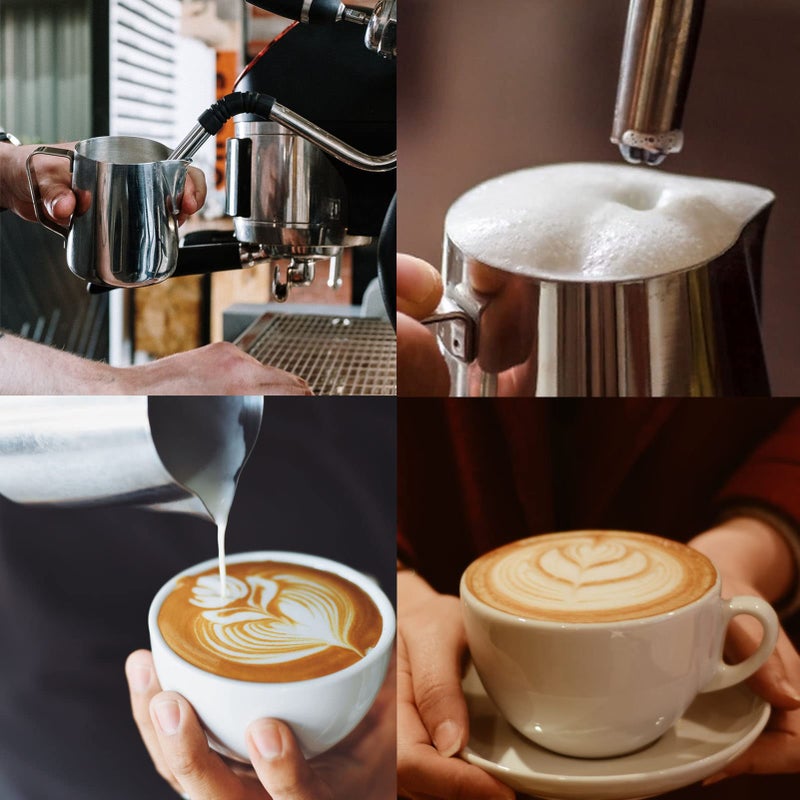 Zroden Milk Frothing Pitcher  20oz Espresso Steaming Pitchers Stainless Steel Cappuccino Coffee Machine Accessories Barista Tools Steamer Froth Pitchers Milk Jug Cup with Decorating Pen Latte Art - Image 3